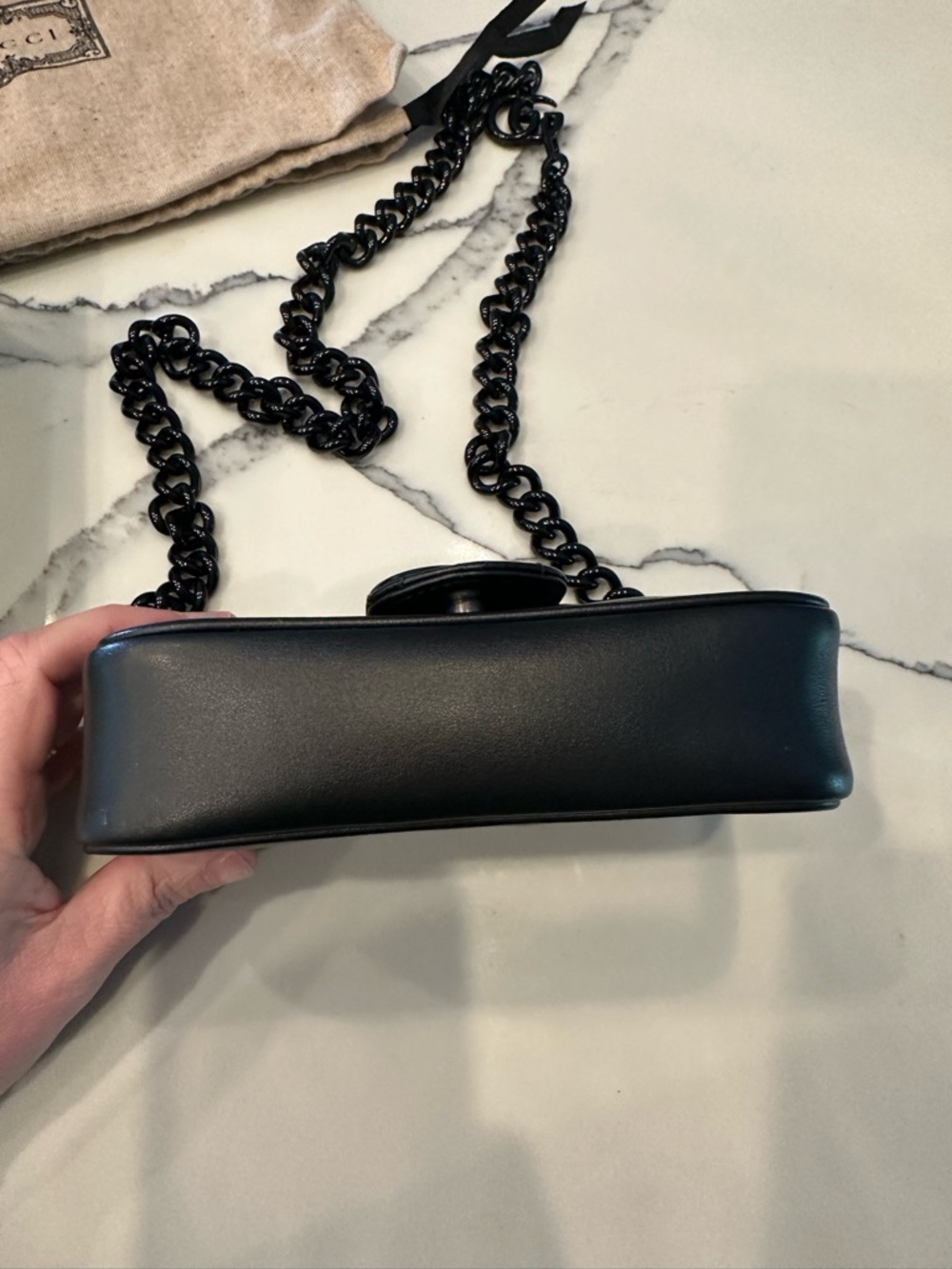Gucci Black GG Marmont Mini Chain Bag - Picture 4 of 16